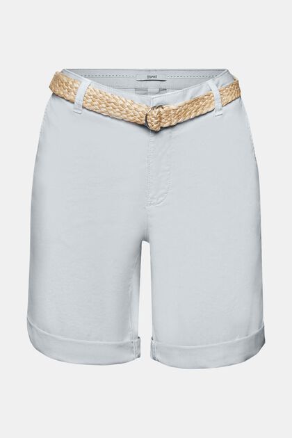 Shorts with braided raffia belt