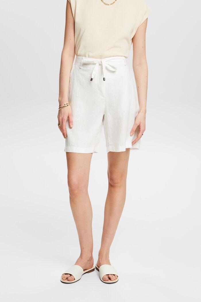 Undyed Linen Bermuda Shorts, OFF WHITE, detail image number 0