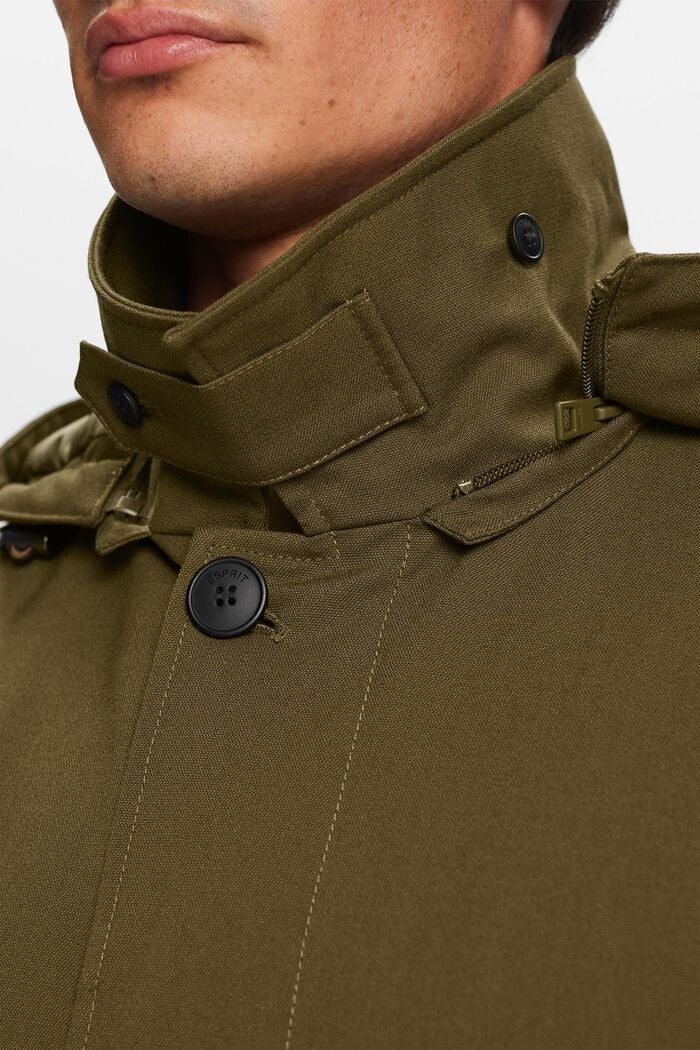 Recycled: padded mac coat with detachable hood, DARK KHAKI, detail image number 2