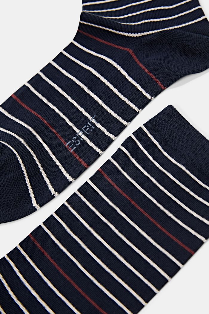 2-pack of striped socks, organic cotton, MARINE, detail image number 1