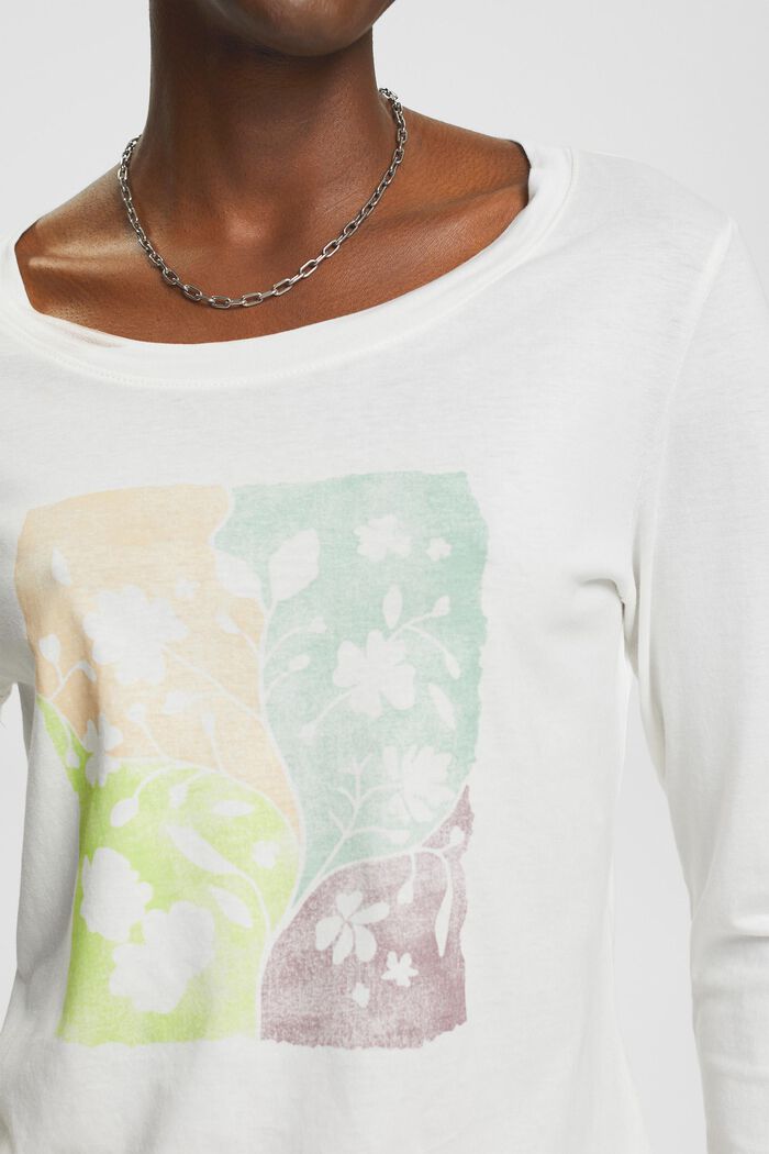 Long-sleeved top with chest print, OFF WHITE, detail image number 2