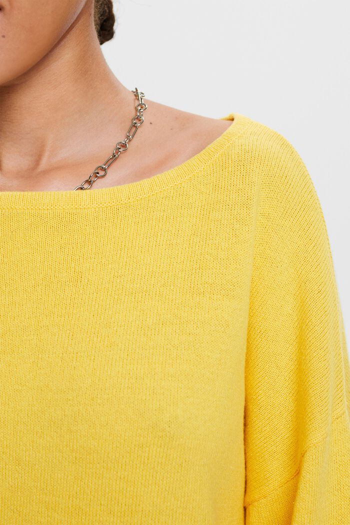Cotton-Linen Sweater, SUNFLOWER YELLOW, detail image number 3