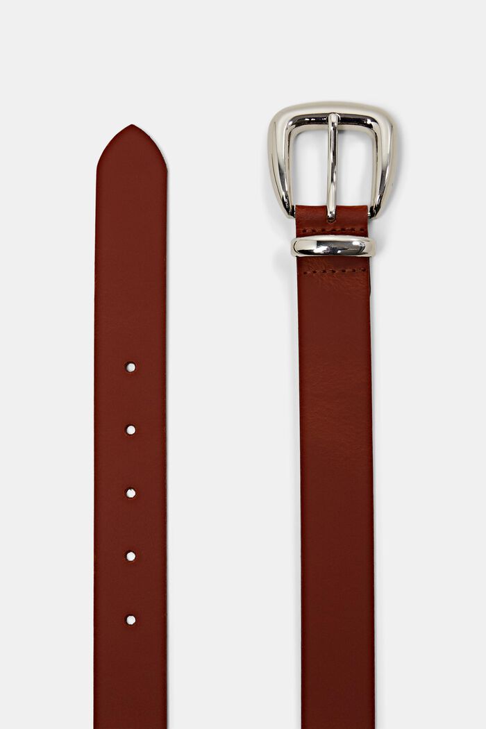Leather belt with a metal buckle, RUST BROWN, detail image number 1