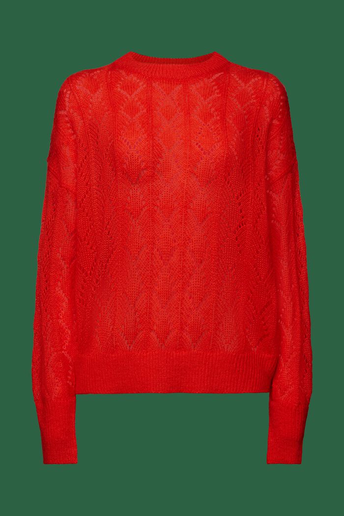 Open-Knit Wool-Blend Sweater, RED, detail image number 6