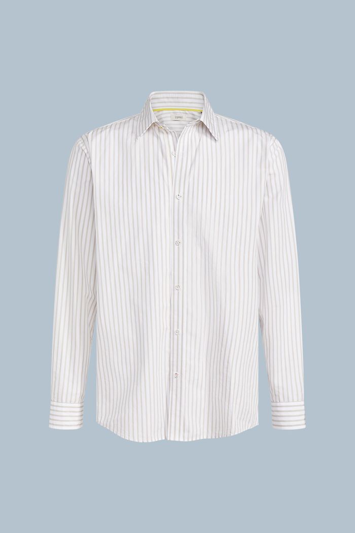 Striped Cotton-Poplin Shirt, LIGHT GREY, detail image number 5