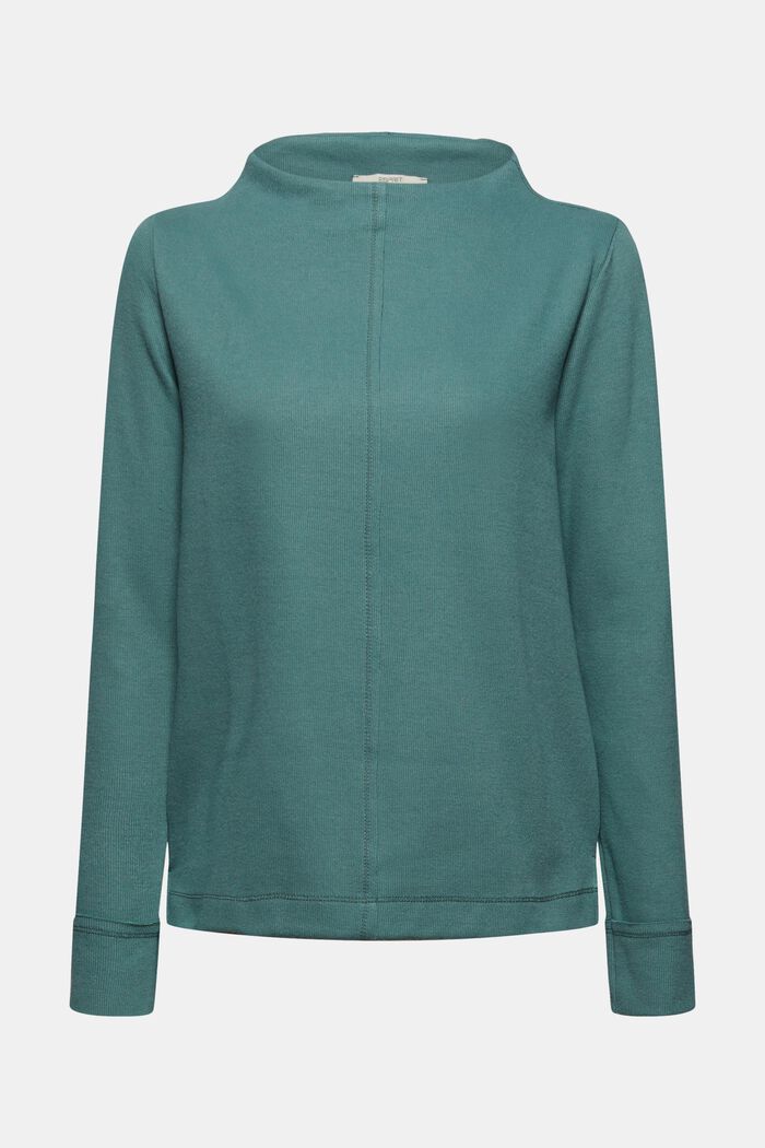 Sweatshirt with a stand-up collar, blended organic cotton