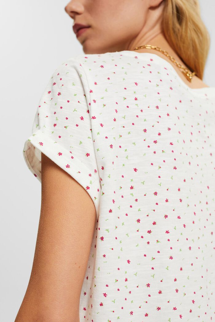 Floral print t-shirt, OFF WHITE, detail image number 0