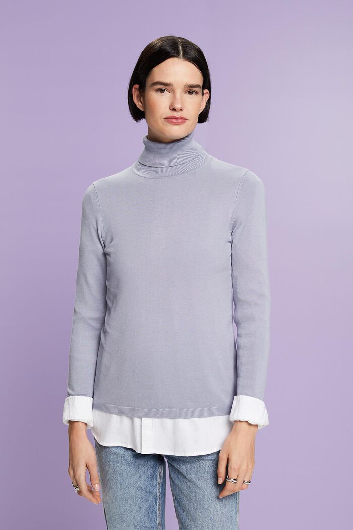 Long-Sleeve Turtleneck Sweater, LIGHT BLUE LAVENDER, detail image number 2