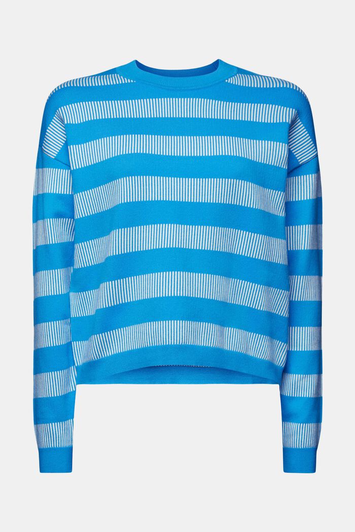 Jacquard Striped Crewneck Sweater, BLUE, detail image number 6