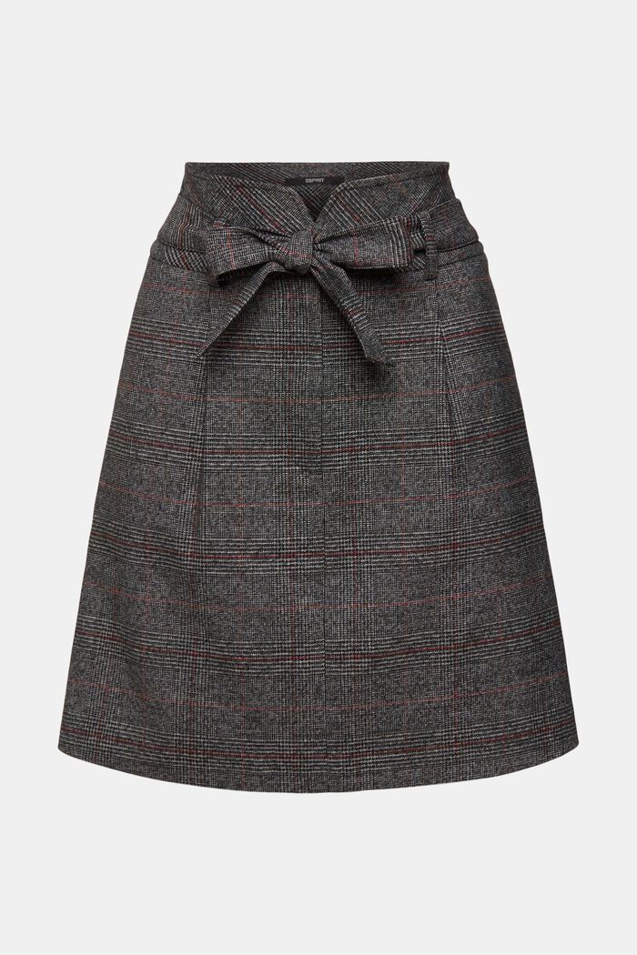 Checked, belted skirt