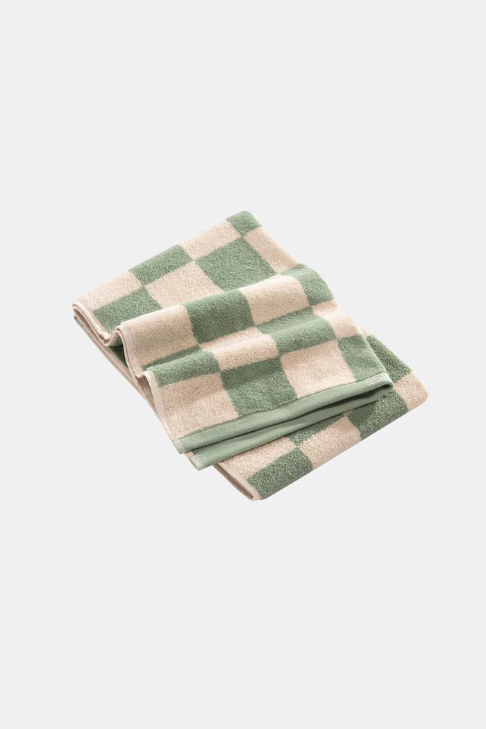 Chequered pattern towel, 100% cotton, SOFT GREEN, detail image number 0
