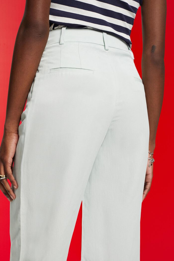 High-rise cropped wide leg trousers with linen, LIGHT AQUA GREEN, detail image number 4