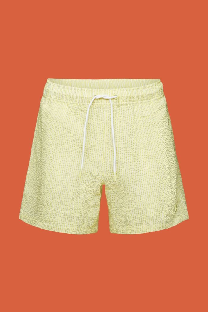 Textured swimming shorts with stripes, LIME YELLOW, detail image number 5