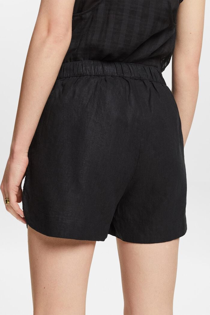 Linen-Blend Pull-On Shorts, BLACK, detail image number 4