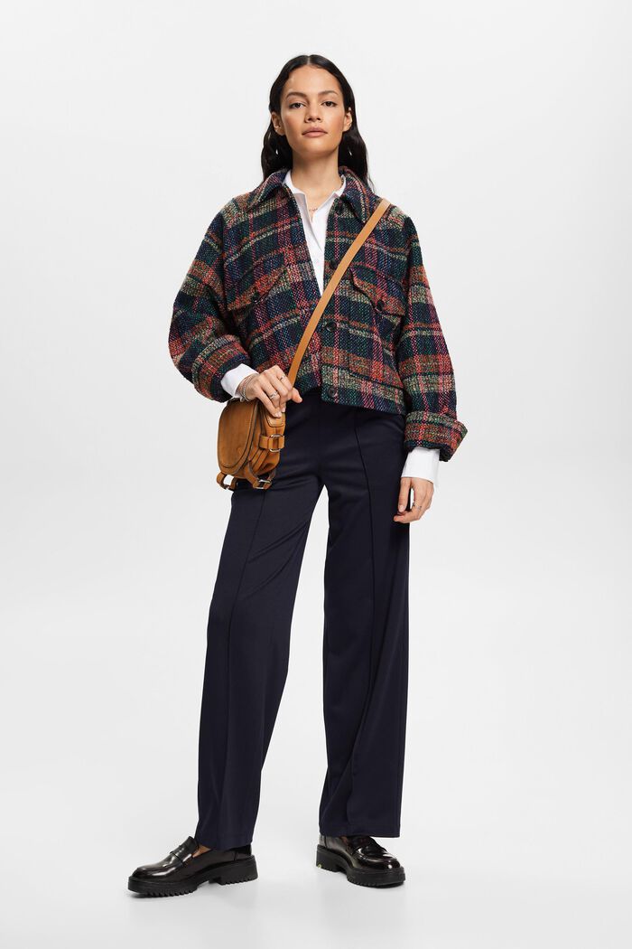 Tartan patterned tweed jacket with wool, BLACK, detail image number 1