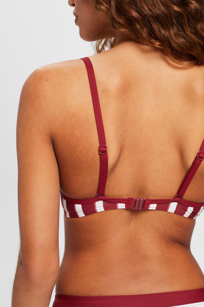 Padded and underwired bikini top with stripes, DARK RED, detail image number 3