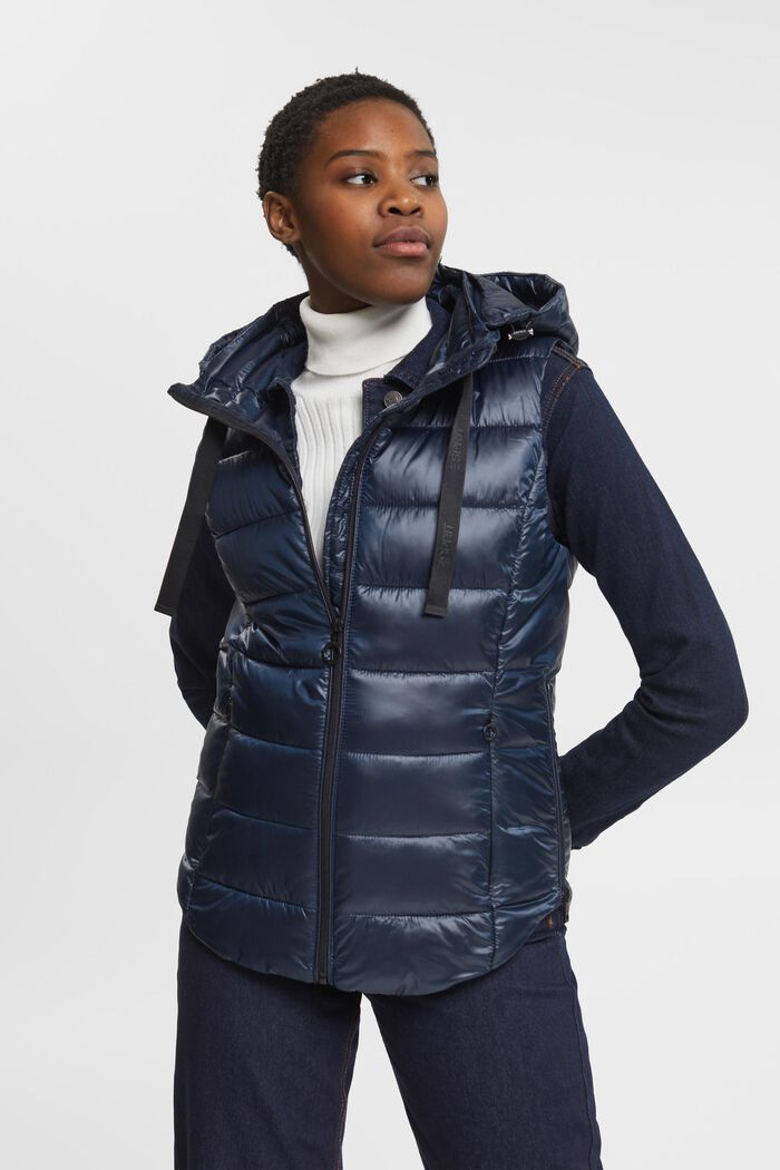 Hooded Quilted Shell Vest, NAVY, detail image number 0