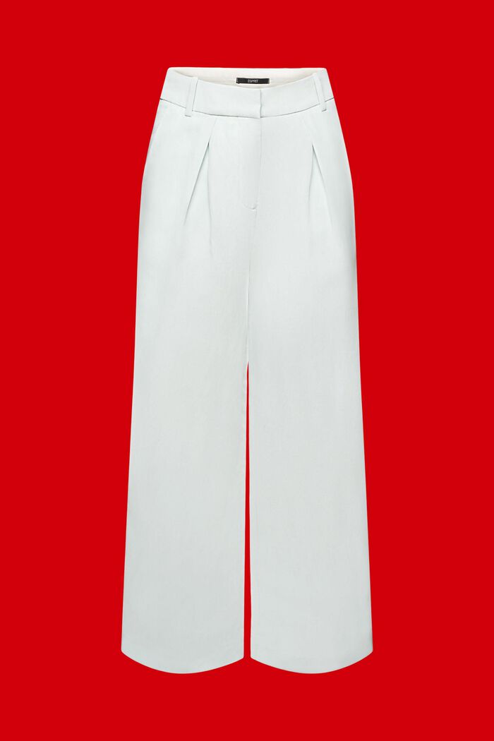High-rise cropped wide leg trousers with linen, LIGHT AQUA GREEN, detail image number 7
