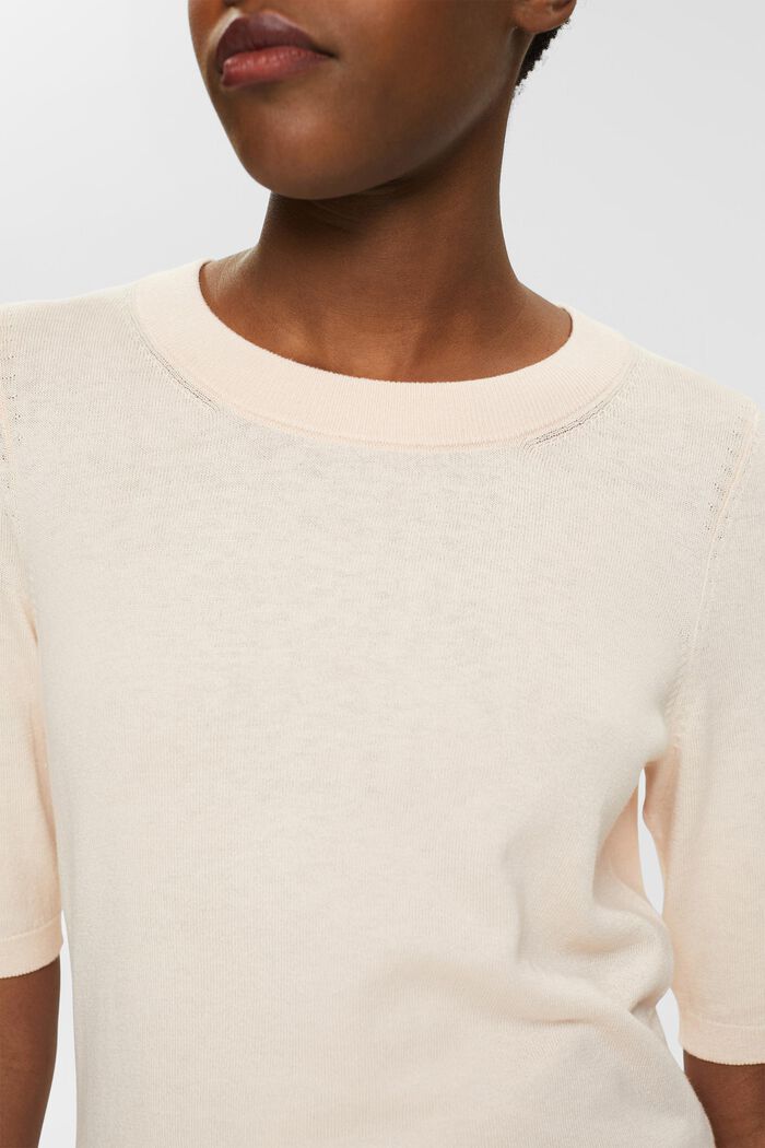 Short-sleeved knit sweater, PASTEL PINK, detail image number 2