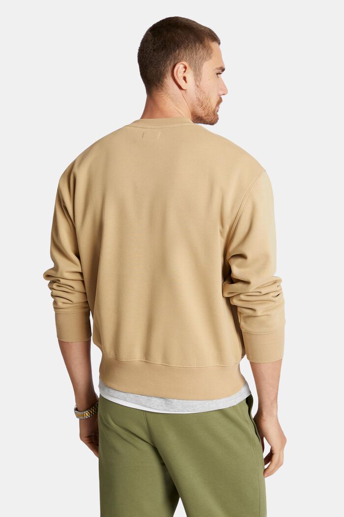 Unisex Cotton Fleece Logo Sweatshirt, BEIGE, detail image number 3