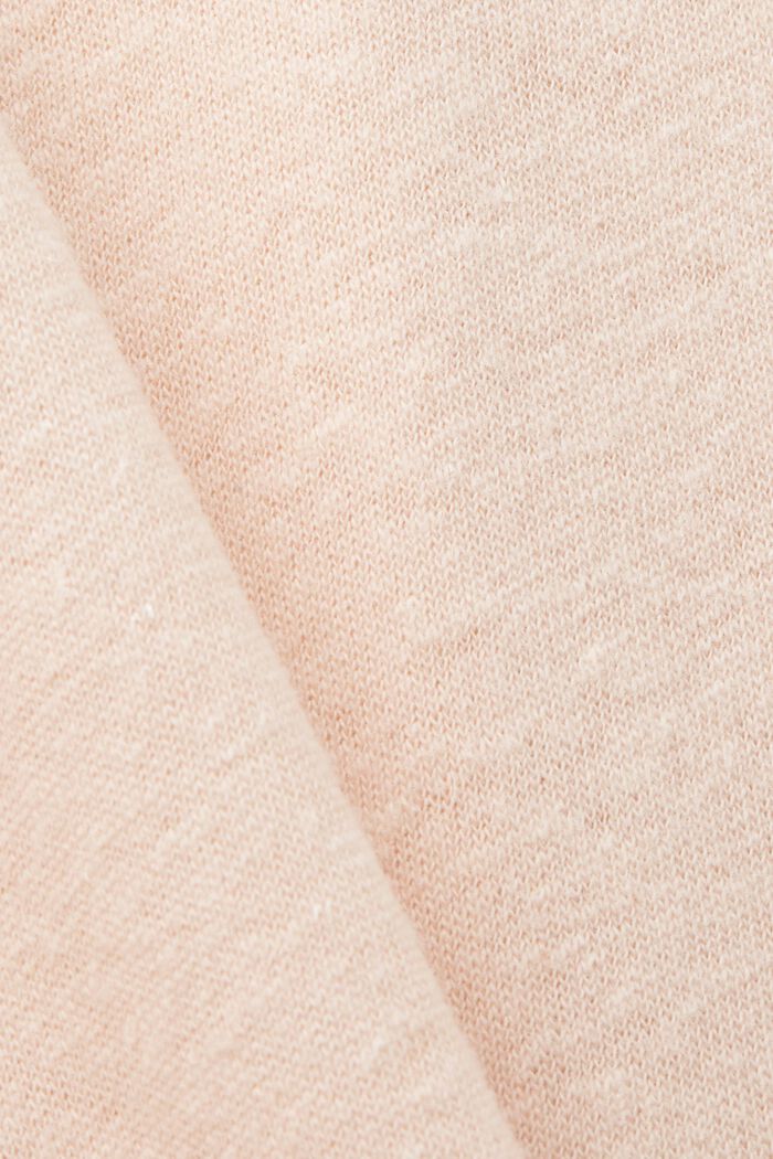 T-shirt with rolled hems, cotton-linen blend, PASTEL PINK, detail image number 5