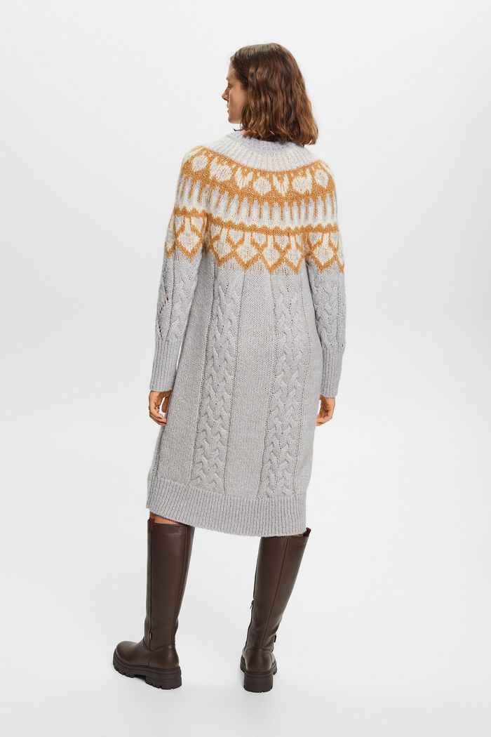 Cable Knit Jacquard Jumper Dress, LIGHT GREY, detail image number 4
