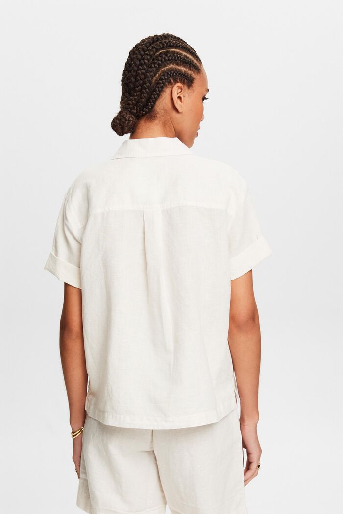 Cotton-Linen Shirt Blouse, CREAM BEIGE, detail image number 2