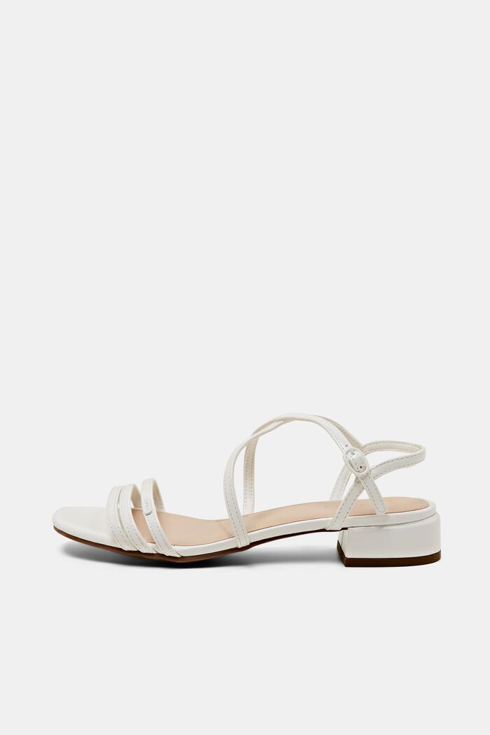 Faux patent leather block heel sandals, WHITE, detail image number 0