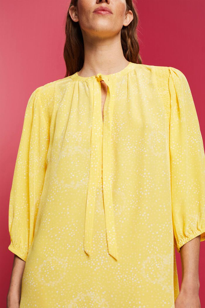 Tie Detail Printed Shift Dress, LIGHT YELLOW, detail image number 2