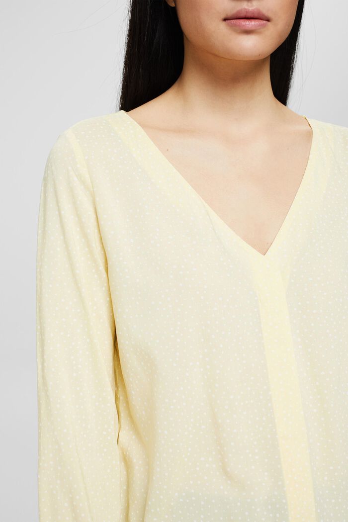 Print blouse with LENZING™ ECOVERO™, PASTEL YELLOW, detail image number 2