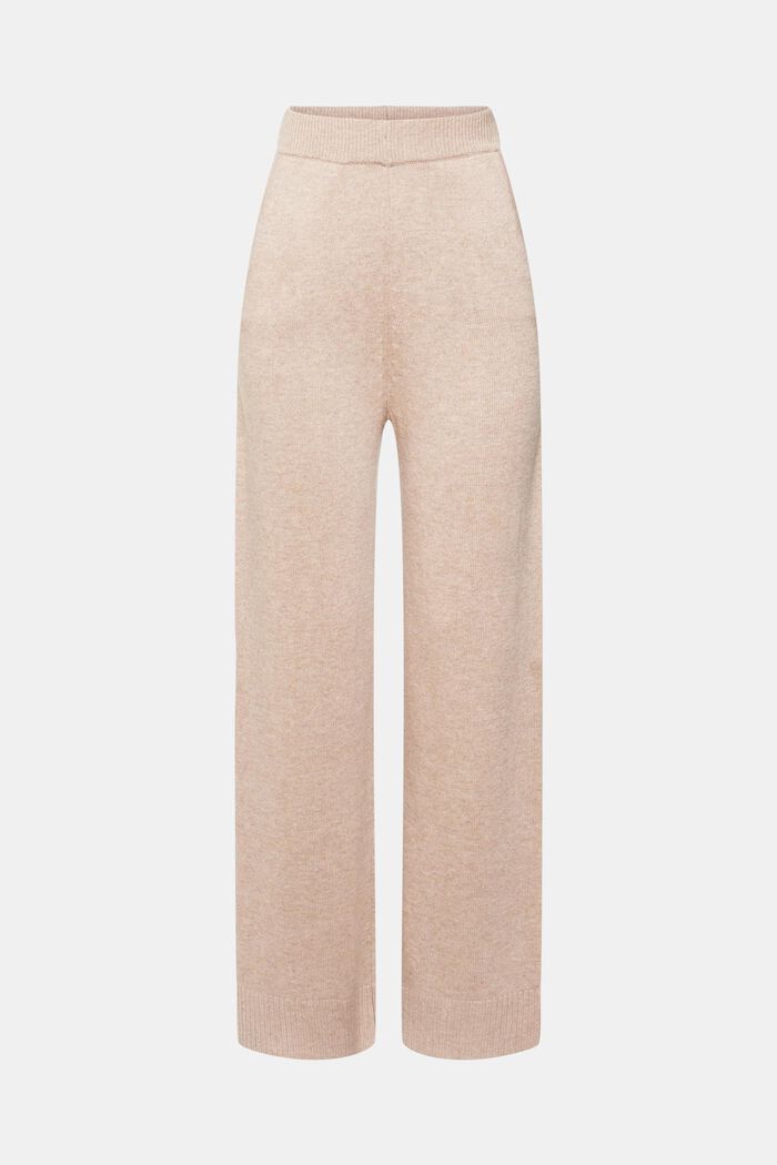 Blended wool knit trousers