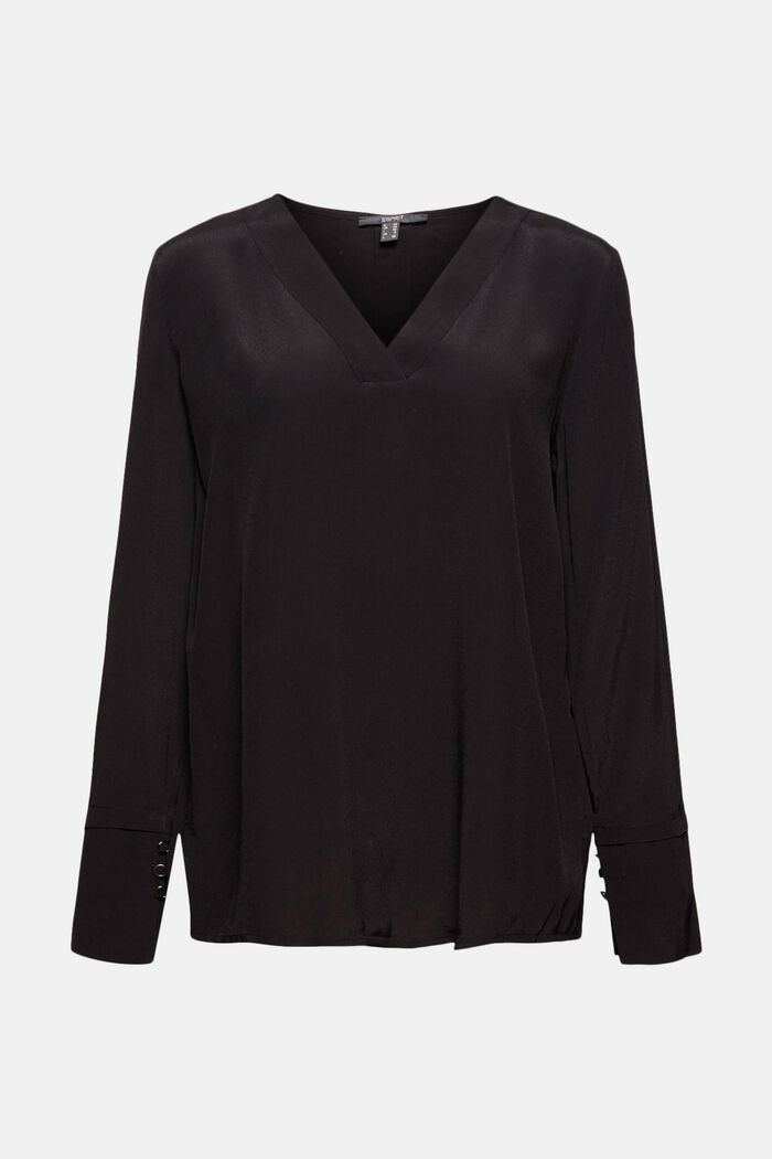 Wide-cuff blouse, LENZING™ ECOVERO™, BLACK, detail image number 5
