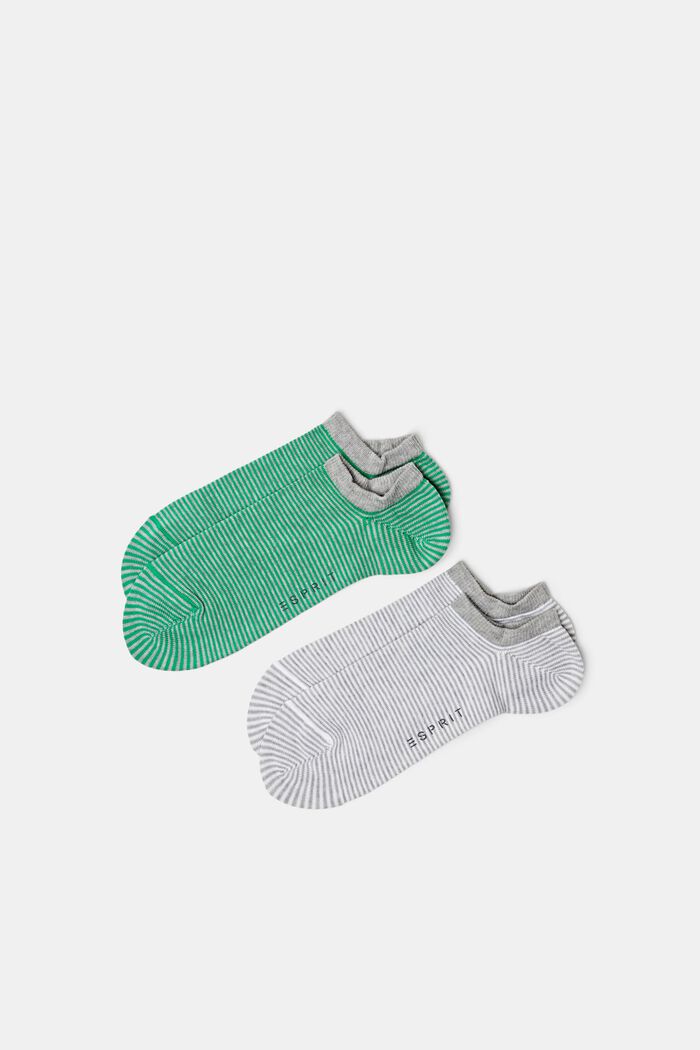 2-Pack Striped Ankle Socks, GREEN/GREY, detail image number 0