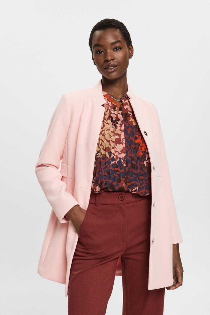 Waisted coat with inverted lapel collar, PINK, detail image number 0