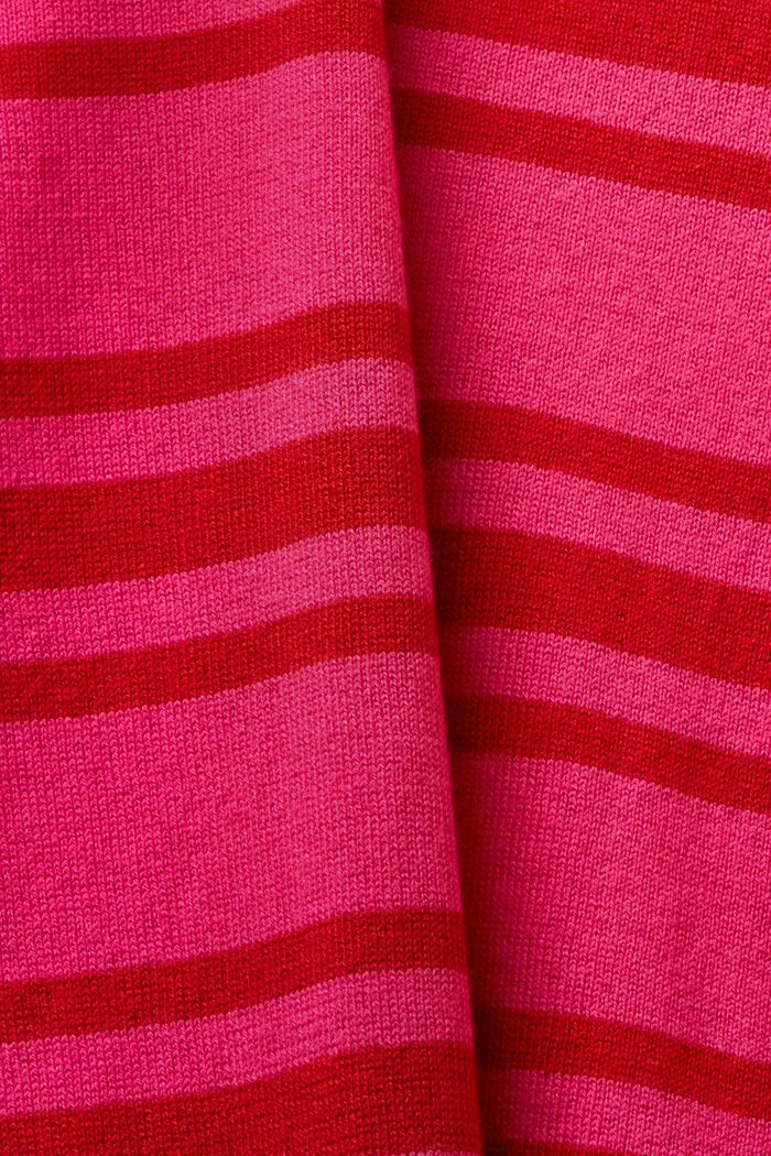 Striped Cotton V-Neck Sweater, PINK FUCHSIA, detail image number 5