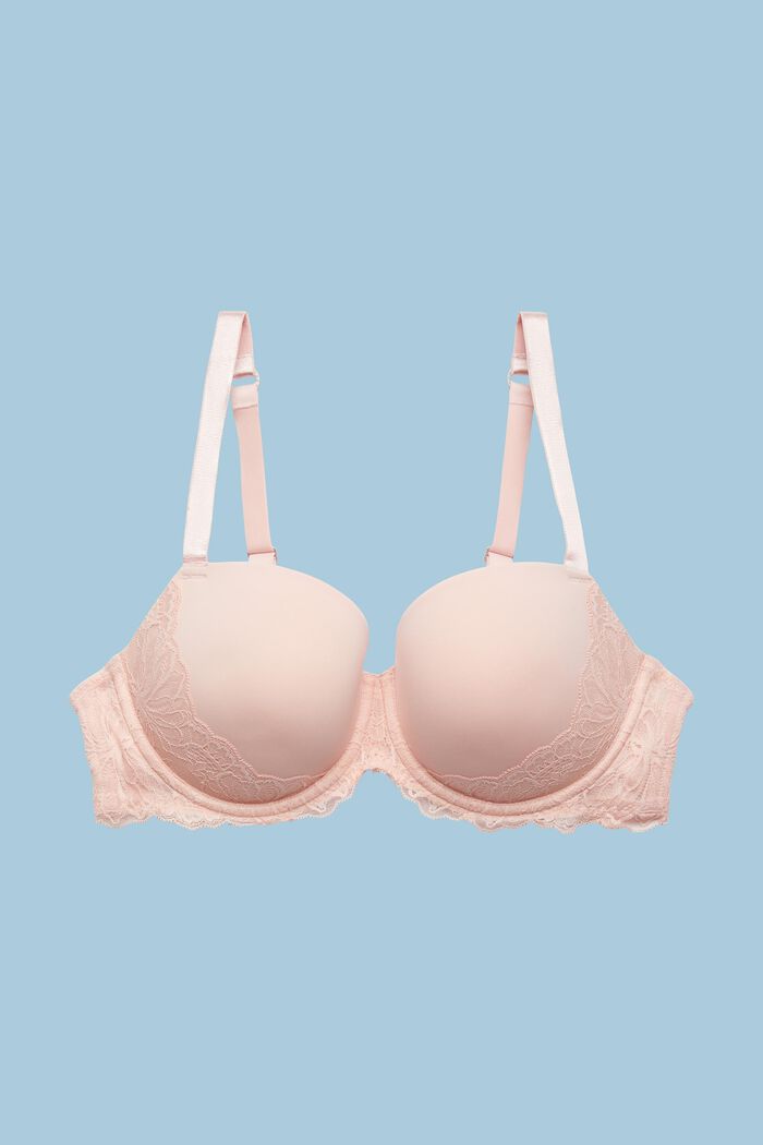 Padded Underwire Lace Bra, LIGHT PINK, detail image number 0