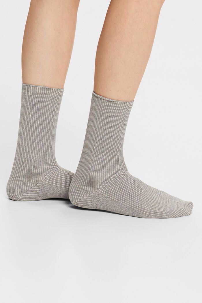 2-Pack Striped Chunky Knit Socks, GREY, detail image number 1