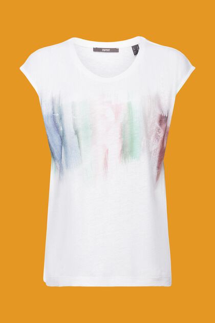 T-shirt with front print, linen blend