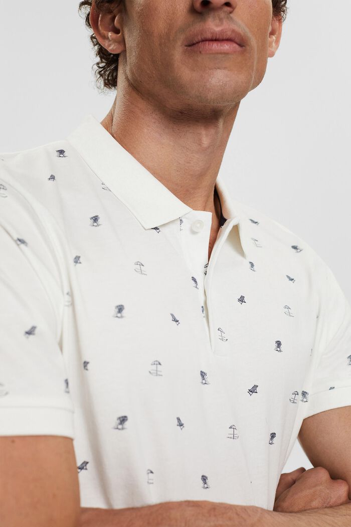Jersey polo shirt with a print, OFF WHITE, detail image number 2