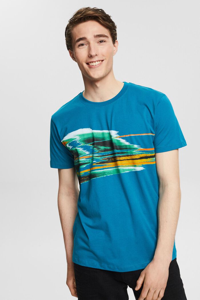 Jersey T-shirt with a print, TEAL BLUE, detail image number 0