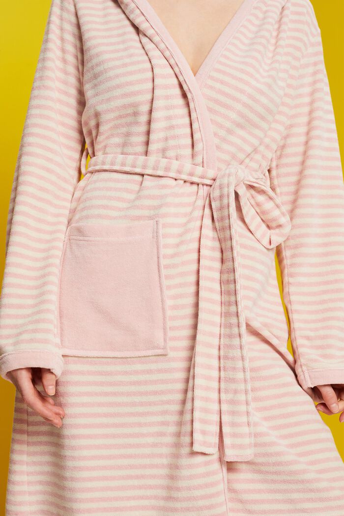 ESPRIT - Striped terry cloth bathrobe with hood at our online shop