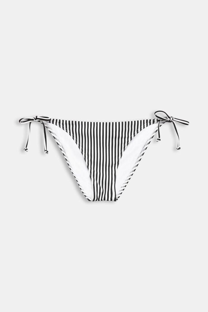 Striped Side-Tie Bikini Bottoms, BLACK, detail image number 3