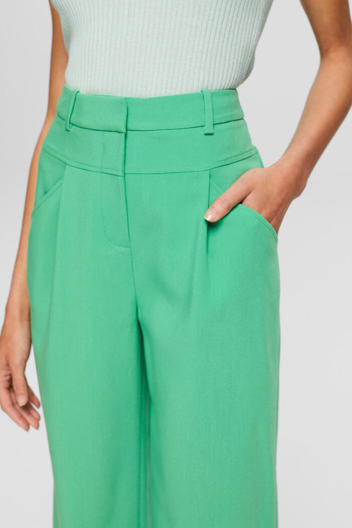 High-rise culottes with waist pleats, GREEN, detail image number 0