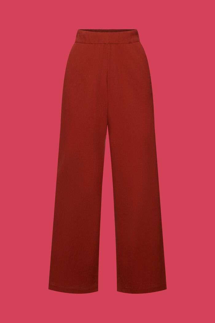 Crinkled wide leg pull-on trousers, TERRACOTTA, detail image number 7