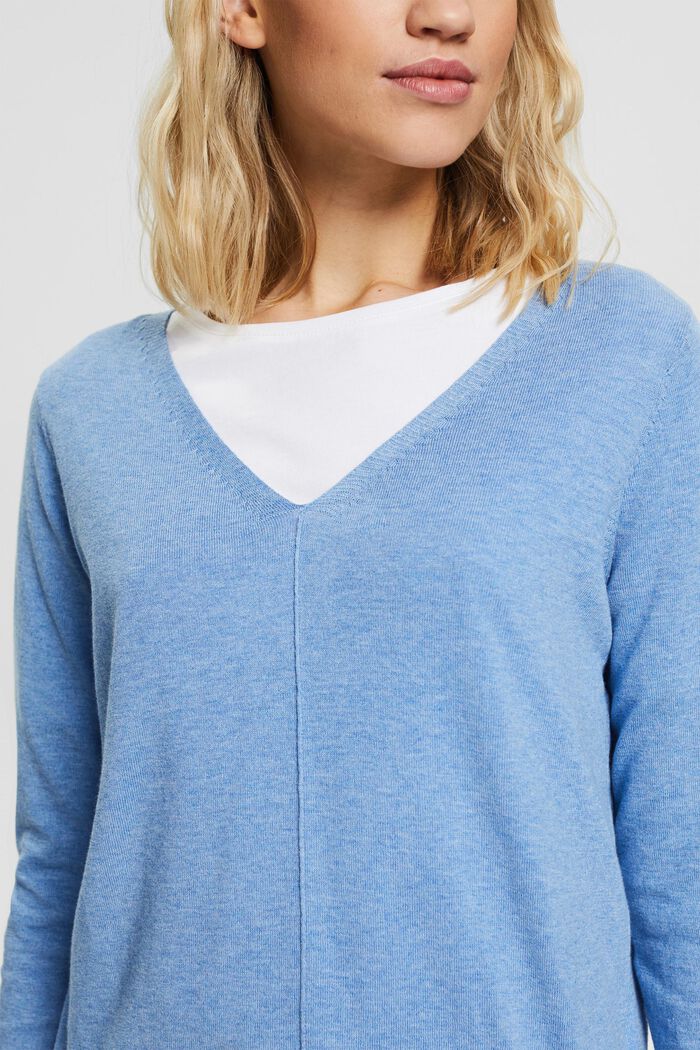 Fine knit jumper in 100% cotton, LIGHT BLUE LAVENDER, detail image number 0