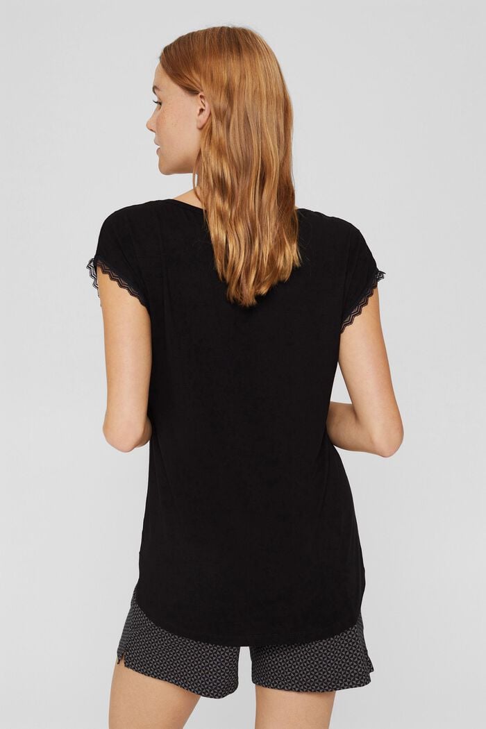 Pyjama top with lace, LENZING™ ECOVERO™, BLACK, detail image number 2