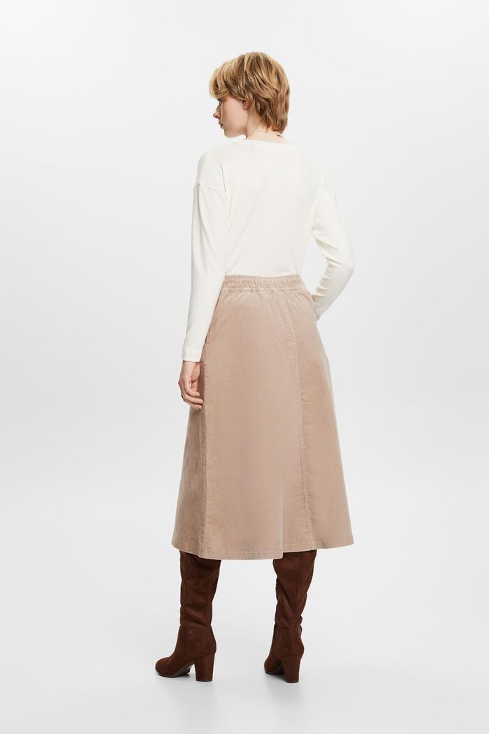 Corduroy Midi Skirt, LIGHT TAUPE, detail image number 3