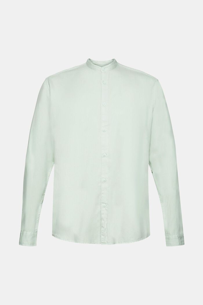 Shirt with banded collar