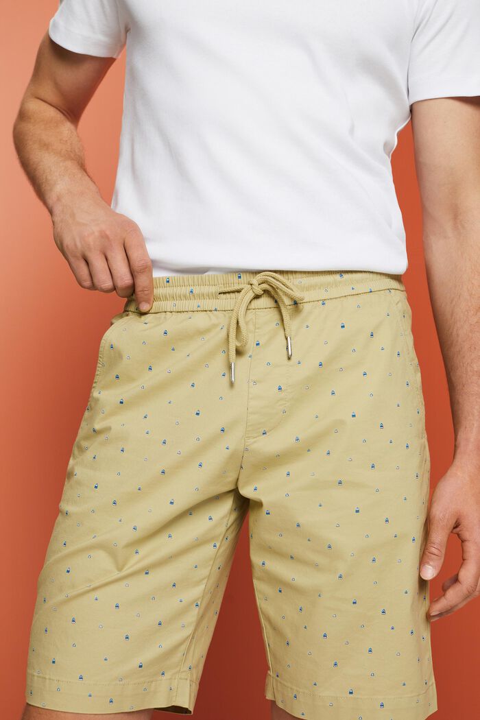 Patterned pull-on shorts, stretch cotton, PASTEL GREEN, detail image number 2