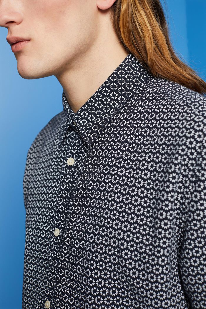 Printed linen blend shirt, NAVY, detail image number 2